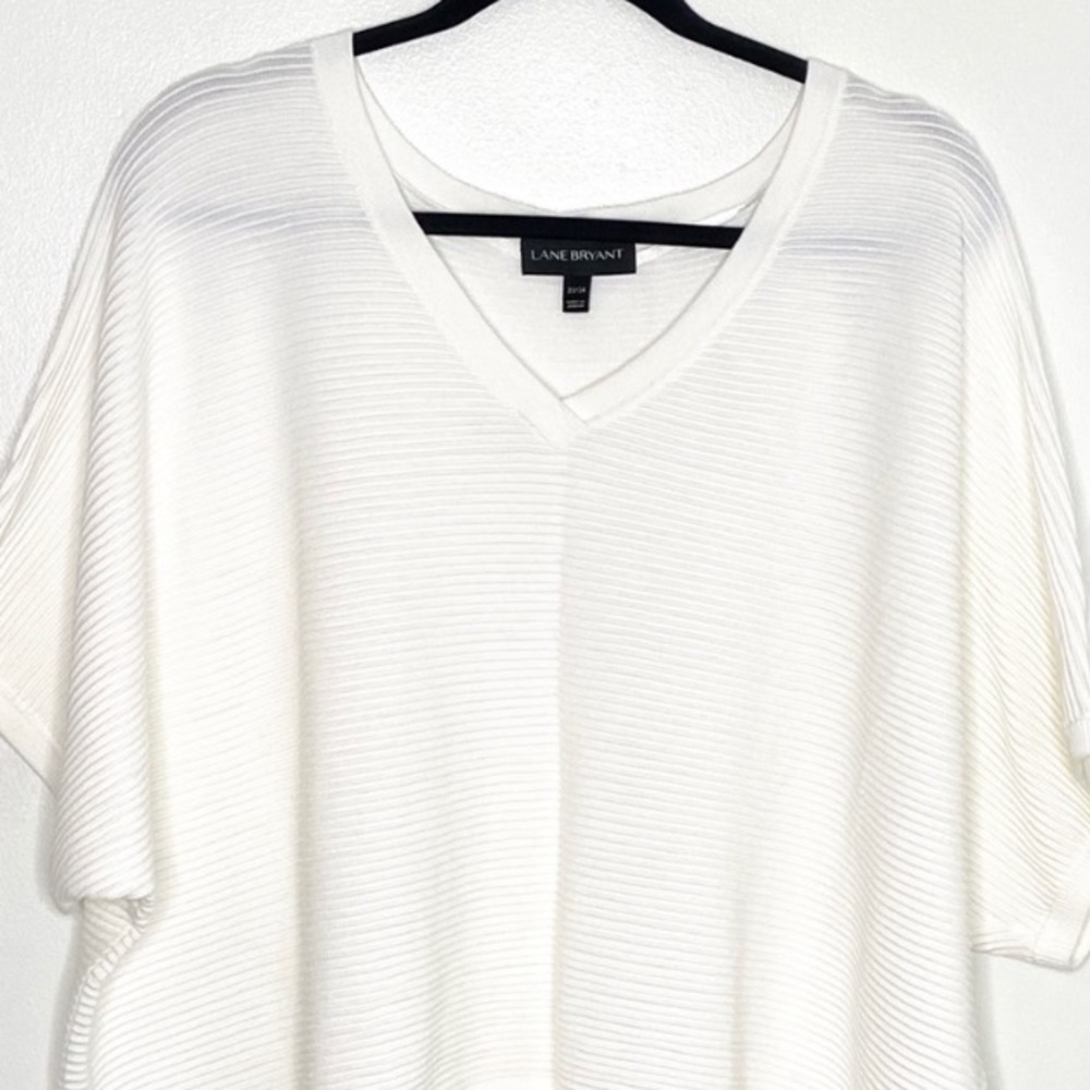Lane Bryant White Ribbed Top